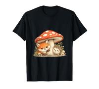 Fox Hedgehog Mushroom Cottagecore Forest Animal Kids T-Shirt
