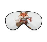 Fox Holding Basket Sleep Mask Comfort Travel Eye Masks with Adjustable Elastic Strap Soft Funny Block Light Sleep Eye Cover for Side Sleeper for Nap Men Women Gift