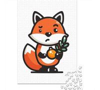 Fox Holding Berries Jigsaw Puzzle for Adults, 1000 Pieces, 52x38cm/1000pcs, A Calm After-work Activity; Low-dust Pieces for A Tidier Table