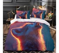 Fox howling 3D Print 3 Piece Set Comforter Cover Wild animal art style Duvet Cover 3D Printed Silky Soft Microfiber Invisible Zipper for Teens Adults Seniors Super king（260x220cm）