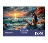 Fox-Human Jigsaw Puzzles Puzzle for Adults Kids. 1000 Piece Autumn Coastal Sunset Challenge Toy Home Decoration for Gifts 52x38cm/1000pcs