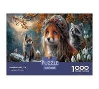 Fox-Human Jigsaw Puzzles Puzzle for Adults Kids. 1000 Piece Frosty Autumn Forest Great Gifts Challenge Toy Home Decoration for Adults& Kids Age 14 Years Up 52x38cm/1000pcs