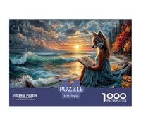 Fox-Human Jigsaw Puzzles Puzzle for Adults Kids. 1000 Pieces Autumn Coastal Sunset Challenge Toy Home Decoration for Adults& Kids Age 14 Years Up 70x50cm/1000pcs