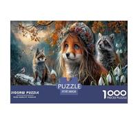 Fox-Human Jigsaw Puzzles Puzzles for Adults Kids. 1000 Piece Frosty Autumn Forest Challenge Toy Home Decoration for Gifts 38x26cm/1000pcs