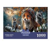 Fox-Human Jigsaw Puzzles Puzzles for Adults Kids. 1000 Piece Frosty Autumn Forest Impossible Challenge Toy Home Decoration for Gifts 70x50cm/1000pcs