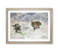 Fox Hunting Black Grouse By Bruno Liljefors Classic Painting Framed Print | A2 Oak Framed Wall Art | Ready to Hang | Classic Animal Picture | Living Room Bedroom Lounge Office