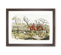 Fox Hunting By Henry Alken Vintage Framed Print | A2 Walnut Framed Wall Art | Ready to Hang | Classic Animal Picture | Living Room Bedroom Lounge Office