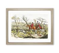 Fox Hunting By Henry Alken Vintage Framed Print | A4 Oak Framed Wall Art | Ready to Hang | Classic Animal Picture | Living Room Bedroom Lounge Office