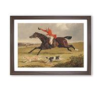Fox Hunting Vol.1 by John Frederick Herring Framed Print | A2 Walnut Framed Wall Art | Ready to Hang | Modern Animal Picture | Living Room Bedroom Lounge Office