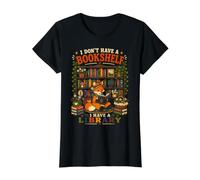 Fox I Have A Library Book Lover Reading Art Funny Value Graphic T-Shirt, Women, Black, L