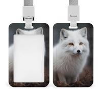 Fox Id Badge Holder with Lanyard, Clear Vertical Card Protector Waterproof, Breakaway Safety Neck Strap, Heavy Duty Name Tag Holder for Nurse Teacher Officer Staff Women Men