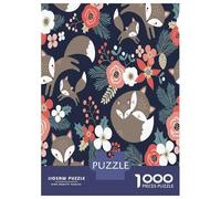 Fox Illustration 1000 Piece Jigsaw Puzzle Cardboard for Adults Floral Pattern Jigsaw Puzzle for Family Relaxation Gift 38x26cm/1000pcs