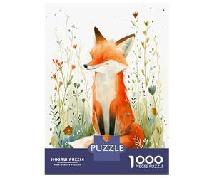 Fox Illustration 1000 Piece Jigsaw Puzzle Paper for Adults Floral Pattern Puzzle Game for Family Relaxation Focus Home Decor Gift 70x50cm/1000pcs