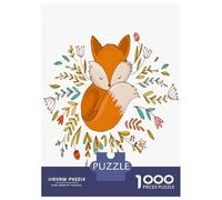 Fox Illustration 1000 Piece Jigsaw Puzzle Paper for Adults Forest Elements Puzzle Game for Family Relaxing Decor 52x38cm/1000pcs