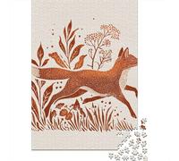 Fox Illustration Art Print-1 Jigsaw Puzzles Puzzles for Adults Kids. 1000 Piece Great Gifts Challenge Toy Educational Games Home Decoration for Adults& Kids Age 14 Years Up 38x26cm/1000pcs