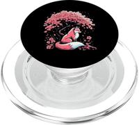 Fox Illustration Cherry Blossom Sakura Aesthetic PopSockets PopGrip for MagSafe