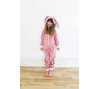Fox In A Box Girl's Bunny Onesie In Pink Super Soft Fleece in Dusty Pink | Size: 2-3 Years Fox In A Box Dusty Pink 2-3 Years