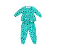 Fox In A Box Girl's Crazy Cat Cotton Trouser Pyjama Set in Aqua | Size: 4-5 Years Fox In A Box Aqua 4-5 Years