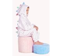 Fox In A Box Girl's Cuite-Saurus Dinosaur Super Soft Pink Onesie With Coloured Spikes in Pale Pink | Size: 9-10 Years Fox In A Box Pale Pink 9-10 Years