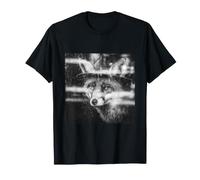 Fox in A Hat Rainy Window Black and T-Shirt