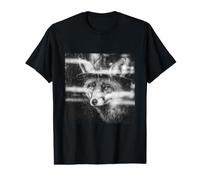 Fox in A Hat Rainy Window Black and Value Graphic T-Shirt