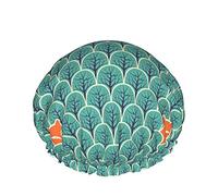 Fox In A Seamless Pattern Reusable Elastic Bath Waterproof Shower Cap For Womens, Caps For Girls Spa Home Use,Hotel And Hair Salon