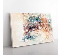 Fox In Abstract Modern Art Canvas Wall Art Print Ready to Hang, Framed Picture for Living Room Bedroom Home Office Décor, 76x50 cm (30x20 Inch)
