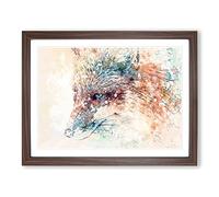 Fox In Abstract Modern Art Framed Print | A3 Walnut Framed Wall Art | Ready to Hang | Abstract Animal Picture | Living Room Bedroom Lounge Office