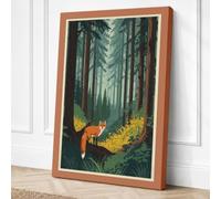 Fox in Ancient Forest Rustic Canvas Wall Art Print 30x20 Inch (76 x 51 cm)
