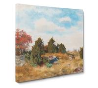 Fox in Autumn by Bruno Liljefors Canvas Print | Gallery Wrapped 30mm Frame Wall Art | 14x14 inches | Ready to Hang | Modern Animals Picture | Living Room Bedroom Lounge Office