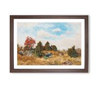 Fox in Autumn by Bruno Liljefors Framed Print | A2 Walnut Framed Wall Art | Ready to Hang | Modern Animal Picture | Living Room Bedroom Lounge Office