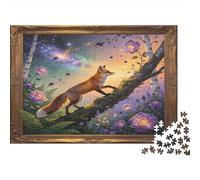 Fox in Enchanted Forest 1000 Piece Jigsaw Puzzle for Adults Paper Material Dreamy Floral Scene Puzzle Game for Family Focus Home Decor Gift 38x26cm/1000pcs
