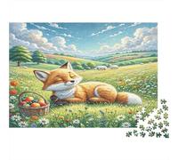 Fox in Field-Cute Animal Illustration Year in Pictures 1000 Piece with Clean Edges Jigsaw Puzzles As Dementia Friendly Activities for Concentration Games 70x50cm/1000pcs