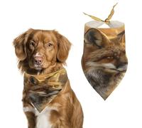 Fox in Field Dog Bandanas Cute Soft Cotton Puppy Scarves Washable Daily Summer Durable Triangle Reversible Bibs Suitable for Small Medium Large Dogs and Cats