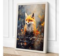 Fox in Flames Canvas Wall Art Print 18x12 Inch