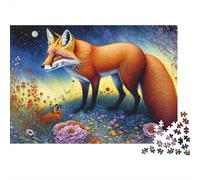 Fox in Flower Field Jigsaw Puzzles Puzzle for Adults Kids. 1000 Pieces Great Gifts Challenge Toy Educational Game Home Decoration for Adults& Kids Age 14 Years Up 38x26cm/1000pcs