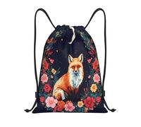 Fox In Flower Night Swimming Bag Versatile String Bag Durable Sports Backpack For Outdoor Women Trainer 36X42Cm
