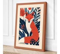 Fox in Foliage Boho Canvas Wall Art Print 18x12 Inch