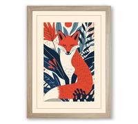 Fox in Foliage Boho Framed Wall Art Print A2 (59.4×42cm) Oak, Wall Decor for Living Room, Bedroom, Office & Home, Ready to Hang, Art Gift