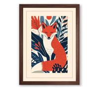 Fox in Foliage Boho Framed Wall Art Print A4 (29.7×21cm) Walnut, Wall Decor for Living Room, Bedroom, Office & Home, Ready to Hang, Art Gift