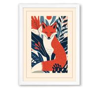 Fox in Foliage Boho Framed Wall Art Print A4 (29.7×21cm) White, Wall Decor for Living Room, Bedroom, Office & Home, Ready to Hang, Art Gift