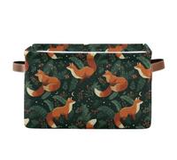 Fox in Forest Storage Basket Storage Bin Collapsible Closet Organizing Storage Cubes for Home Cloth with Handle 1 Pack