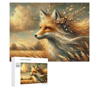 Fox in Golden Fields, 500 PCS Wooden Art Puzzle, for Screen-Free Relaxation at Home