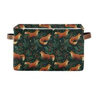 Fox in Green Forest Storage Basket Storage Bin Collapsible Closet Organizing Storage Cubes for Home Cloth with Handle 2 Pack