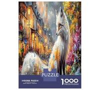 Fox in Paris 1000 Piece Fox And Unicorn in Forest Jigsaw Puzzles for Puzzles 1000 Pieces Jigsaw for Adults for Adult Challenging Family Puzzle Game Birthday Gifts 70x50cm/1000pcs
