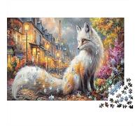 Fox in Paris 1000 Pieces Puzzles Beautiful View Fox in Town Decoration Puzzle Decompression Jigsaw for Men And Women Challenging Puzzles Jigsaw Puzzles for Adults 52x38cm/1000pcs