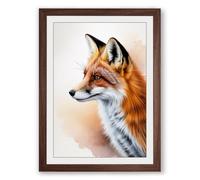 Fox in Profile Boho Framed Wall Art Print A1 (84.1×59.4cm) Walnut, Wall Decor for Living Room, Bedroom, Office & Home, Ready to Hang, Art Gift