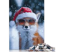 Fox in Santa Hat Jigsaw Puzzles Puzzles for Adults Kids. 1000 Piece Impossible Challenge Toy Educational Games Home Decoration for Educational Games Gifts 1000pcs (40x28cm)