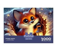 Fox in Snow Puzzles for Adults Gifts 1000 Pc - Cute Red Fox with Lantern in Snow Jigsaw Puzzle Fun Present & Activity for Home Wall Decor70x50cm/1000pcs