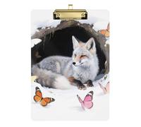 Fox in Snowy Den Butterflies Clipboard Pocket Standard Hole for Nursing Teacher Size 9x12